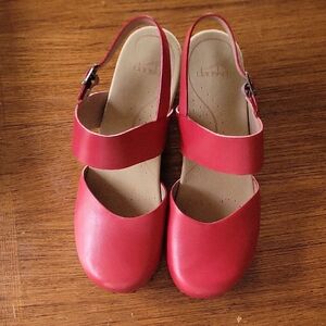 Dansko Women's Red Leather Mules